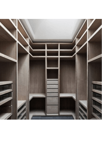 П-образная гардеробная комната в классическом стиле Шахты