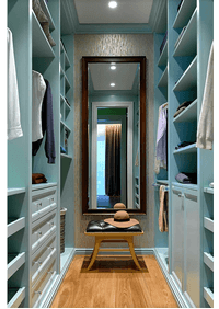 Параллельная гардеробная комната с большим зеркалом Шахты